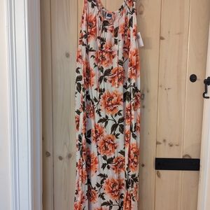 Old Navy Floral Dress with Orange and Brown Accents